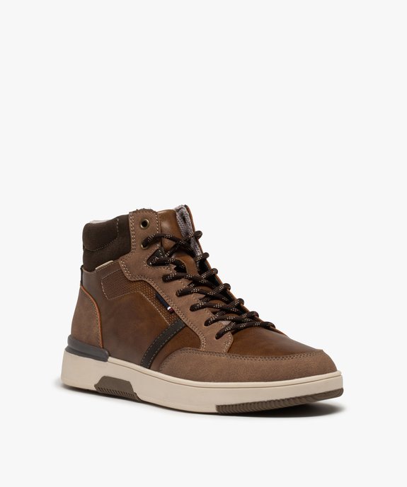 Baskets homme semi-montantes unies à lacets vue2 - GEMO (CASUAL) - GEMO