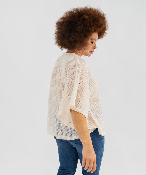 Tee-shirt cape en maille ajourée femme grande taille vue3 - GEMO (G TAILLE) - GEMO