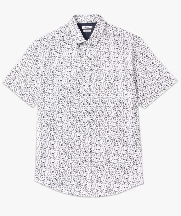 Chemise homme manches courtes coupe droite à motif fleuri vue4 - GEMO (HOMME) - GEMO
