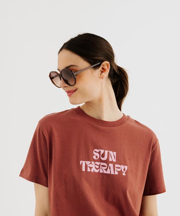 Tee-shirt manches courtes en coton imprimé femme vue3 - GEMO 4G FEMME - GEMO