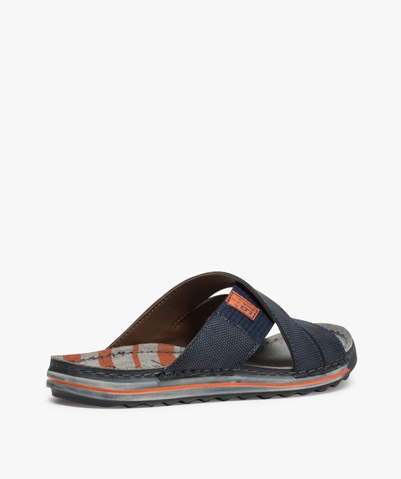 Sandales homme à larges brides croisées en textile vue4 - GEMO (CASUAL) - GEMO