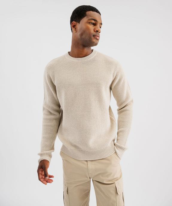 Pull en maille fantaisie à col rond homme vue1 - GEMO (HOMME) - GEMO