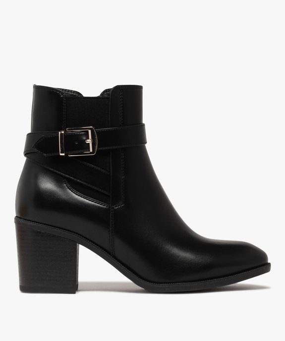 Boots femme à talon carré et bout amande avec zip intérieur vue2 - GEMO(URBAIN) - GEMO