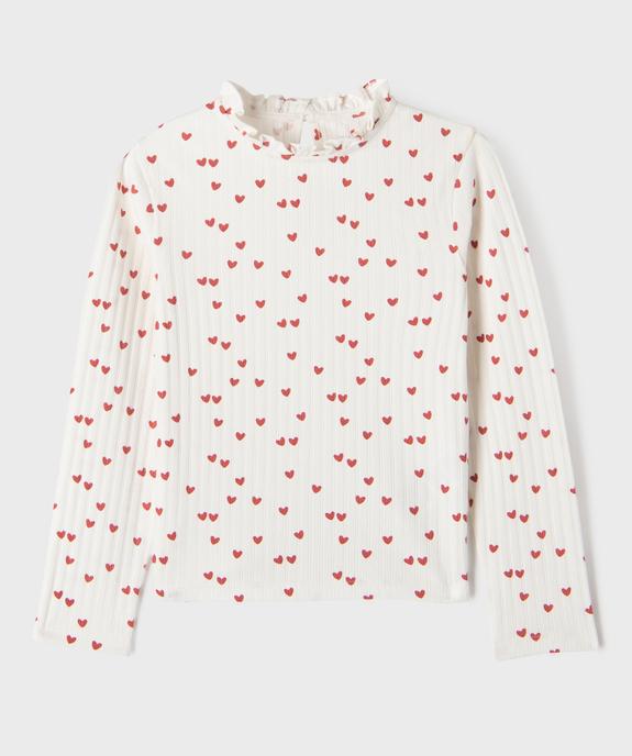 Tee-shirt manches longues à motifs coeurs fille vue1 - GEMO 4G FILLE - GEMO