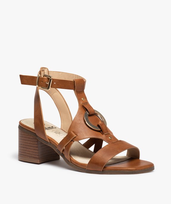 Sandales femme à talon et bride centrale avec anneau vue2 - GEMO(URBAIN) - GEMO