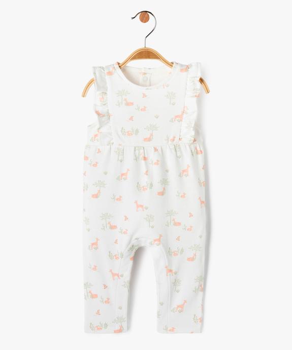 Combinaison longue sans manches en molleton imprimé bébé fille vue1 - GEMO 4G BEBE - GEMO