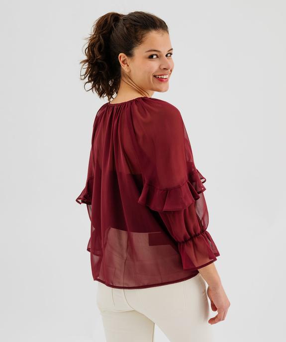 Blouse en voile à manches 3/4 et volants femme vue3 - GEMO(FEMME PAP) - GEMO