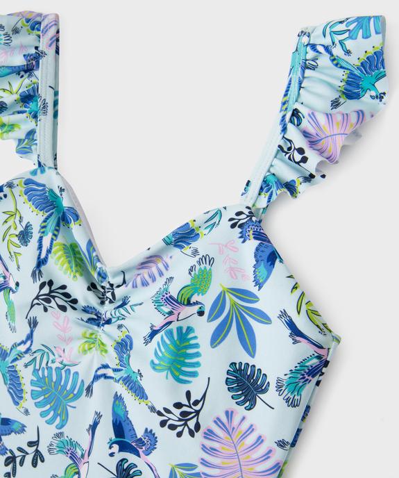 Maillot de bain 1 pièce fleuri à bretelles volantées fille vue2 - GEMO (ENFANT) - GEMO