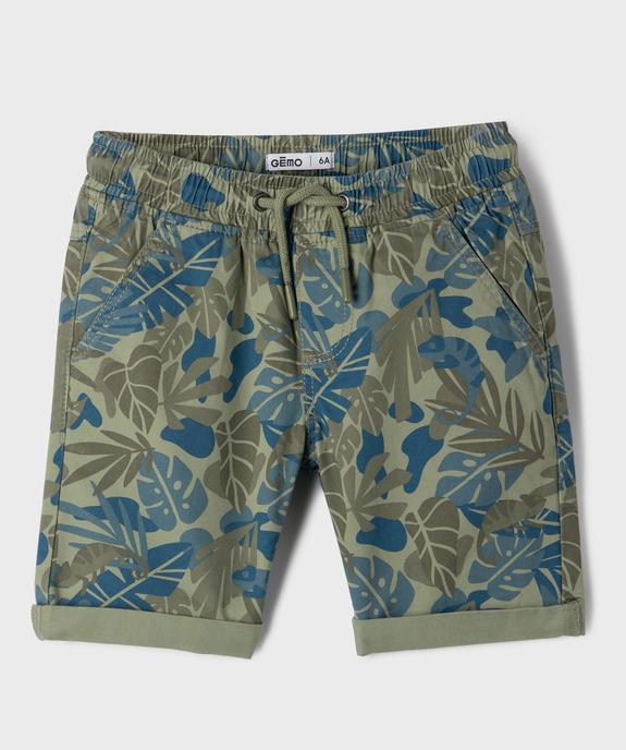 Bermuda en twill de coton imprimé tropical garçon vue1 - GEMO (ENFANT) - GEMO