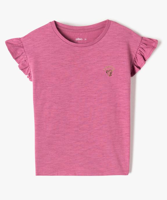 Tee-shirt fille à manches courtes avec volants vue1 - GEMO (ENFANT) - GEMO