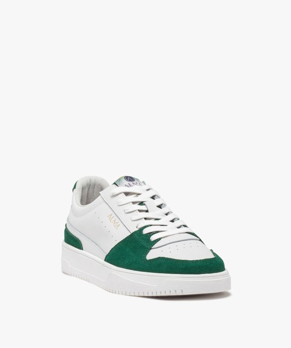 Baskets homme bicolores en cuir style casual - Alma Planète vue2 - ALMA - GEMO