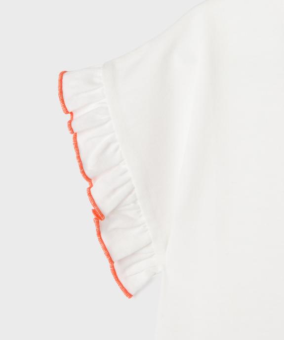 Tee-shirt manches courtes à volants fille vue3 - GEMO 4G FILLE - GEMO