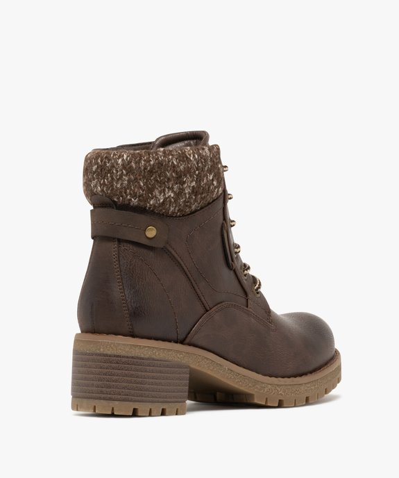 Bottines fourrées crantées à talon et haut de tige en maille tricotée femme vue5 - GEMO(URBAIN) - GEMO