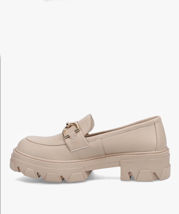Mocassins femme unis à semelle plateforme crantée vue4 - GEMO (CASUAL) - GEMO