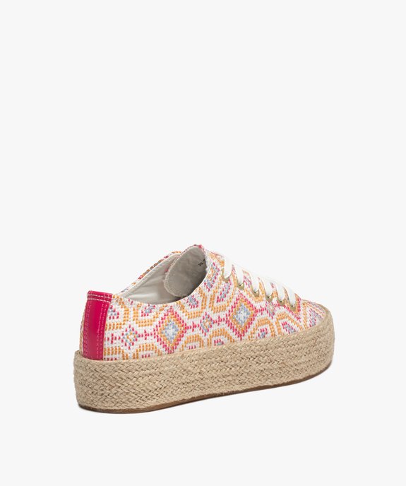 Baskets femme en toile multicolore et semelle en corde vue4 - GEMO 4G FEMME - GEMO