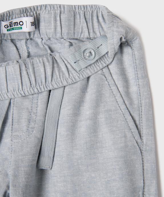 Pantalon à taille élastiquée en lin et coton bébé garçon vue2 - GEMO 4G BEBE - GEMO