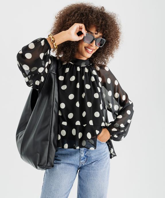 Blouse à pois en voile avec lien dans le dos femme vue5 - GEMO(FEMME PAP) - GEMO