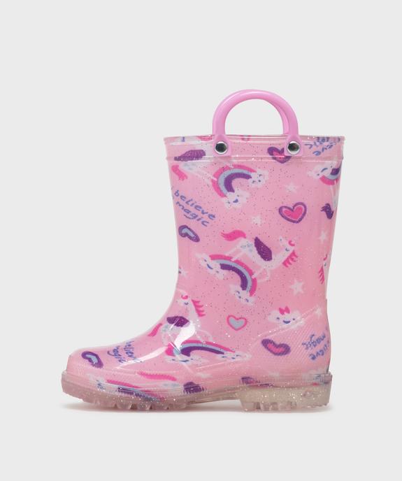 Bottes de pluie imperméables à motifs fantaisie, paillettes et semelle crantée fille - Lovely Wings vue3 - LOVELY WINGS - GEMO