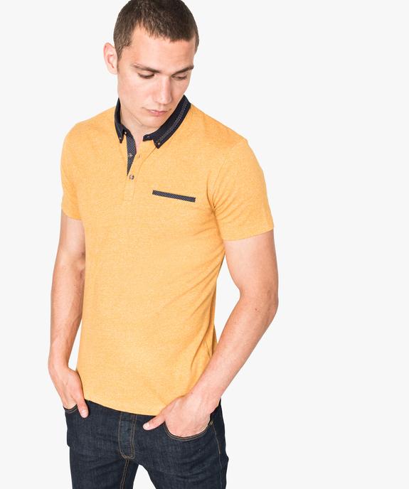 Tee-shirt à manches courtes col polo à liserés fantaisie vue1 - GEMO (HOMME) - GEMO