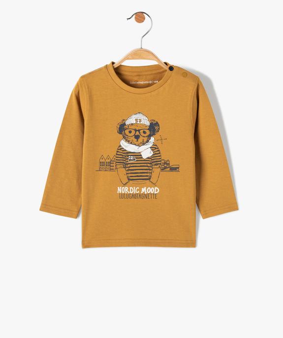Tee-shirt bébé garçon à manches longues imprimé ourson - LuluCastagnette vue1 - LULUCASTAGNETTE - GEMO