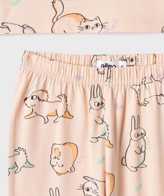 Pyjama en coton motifs animaux fille vue3 - GEMO 4G FILLE - GEMO