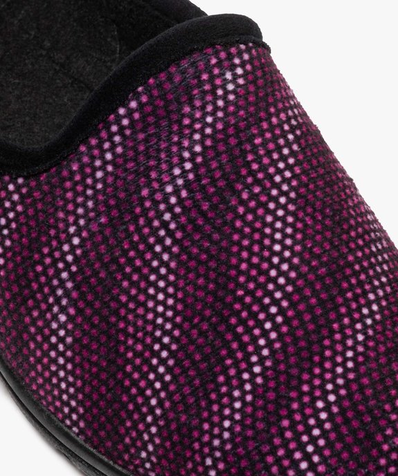 Chaussons femme mules confort en velours ras imprimé vue6 - GEMO(HOMWR FEM) - GEMO