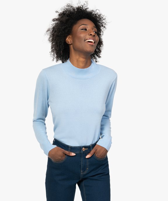 Pull femme col montant coloris uni vue2 - GEMO (MAILLE) - GEMO