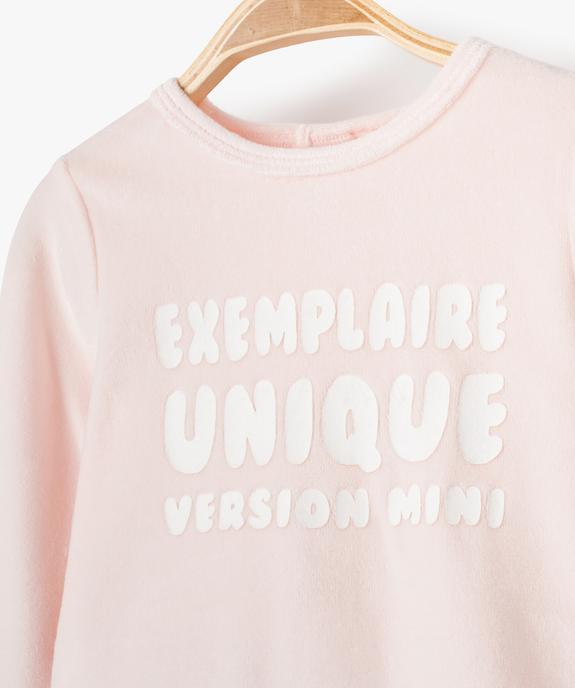 Pyjama dors-bien bébé en velours avec inscription vue2 - PREMIER PRIX BY GEMO - GEMO
