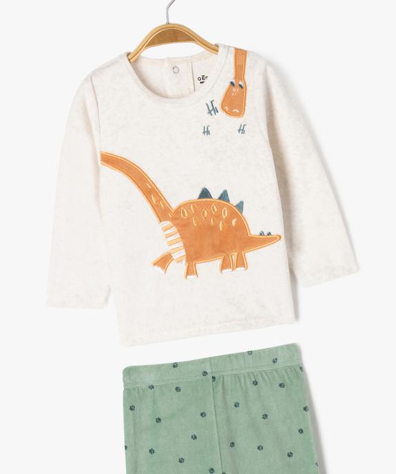 Pyjama en velours 2 pièces imprimé dinosaure bébé vue2 - GEMO 4G BEBE - GEMO