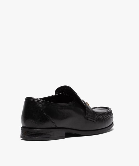 Mocassins homme unis en cuir coupe spéciale pied large vue4 - GEMO (CONFORT) - GEMO