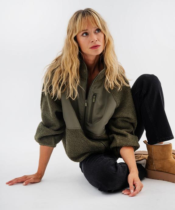 Sweat zippé en sherpa polaire femme vue1 - GEMO(FEMME PAP) - GEMO