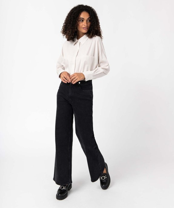 Jean femme « wide leg » taille haute légèrement délavé vue5 - GEMO(FEMME PAP) - GEMO