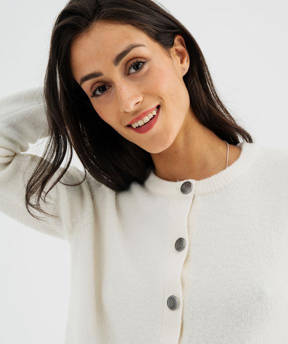 Gilet en laine douillette à gros boutons femme vue3 - GEMO(FEMME PAP) - GEMO