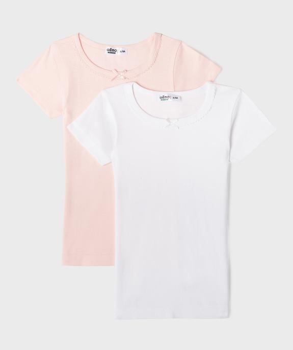 Tee-shirt manches courtes en coton biologique fille (lot de 2) vue1 - GEMO 4G FILLE - GEMO