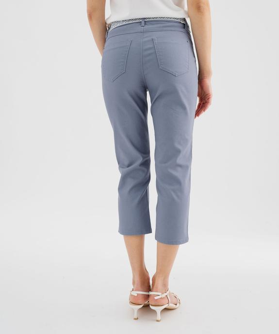 Pantacourt slim taille haute en coton stretch avec ceinture à nouer femme vue3 - GEMO 4G FEMME - GEMO