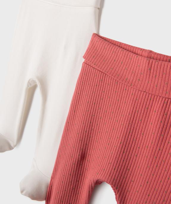 Pantalon à pieds et ceinture élastique en jersey bébé fille (lot de 2) vue2 - GEMO 4G BEBE - GEMO
