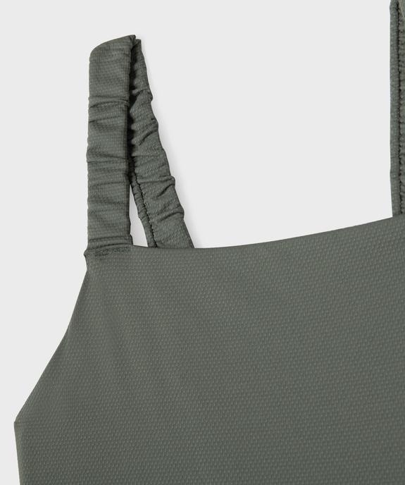 Maillot de bain 1 pièce texturé à  bretelles froncées fille vue2 - GEMO (JUNIOR) - GEMO