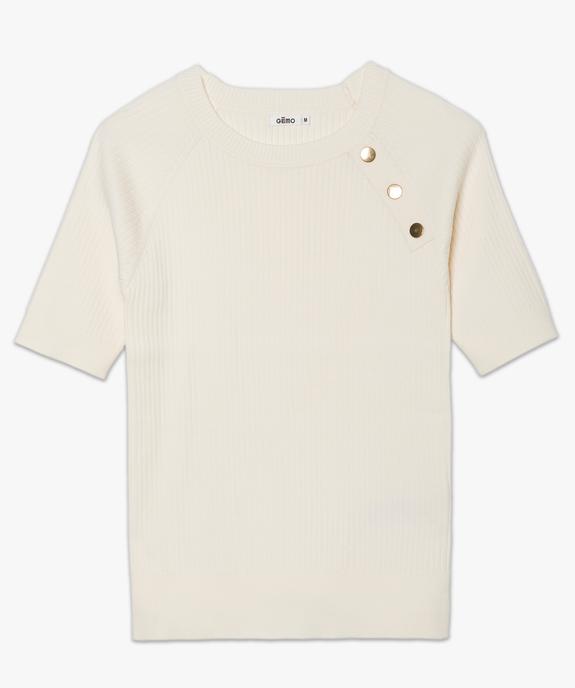 Pull femme à manches courtes en maille côtelée vue4 - GEMO(FEMME PAP) - GEMO
