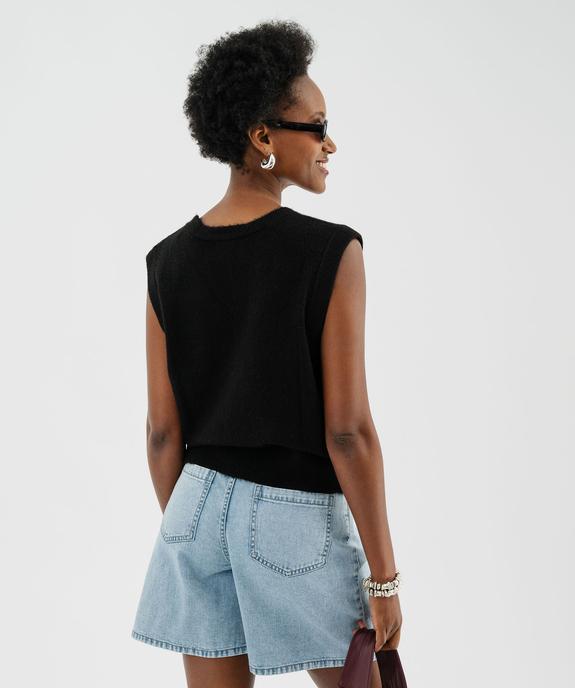 Gilet sans manches en laine à poches et gros boutons femme vue3 - GEMO(FEMME PAP) - GEMO