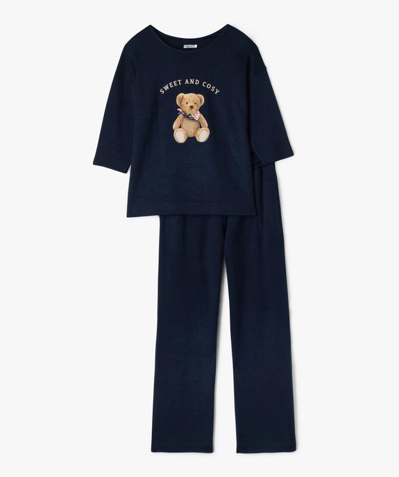 Pyjama en maille douillette avec ourson sur l’avant femme - LuluCastagnette vue6 - LULUCASTAGNETTE - GEMO