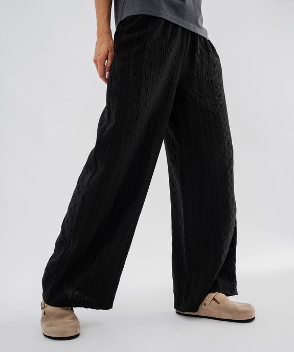 Pantalon large et fluide en toile texturée femme vue1 - GEMO 4G FEMME - GEMO