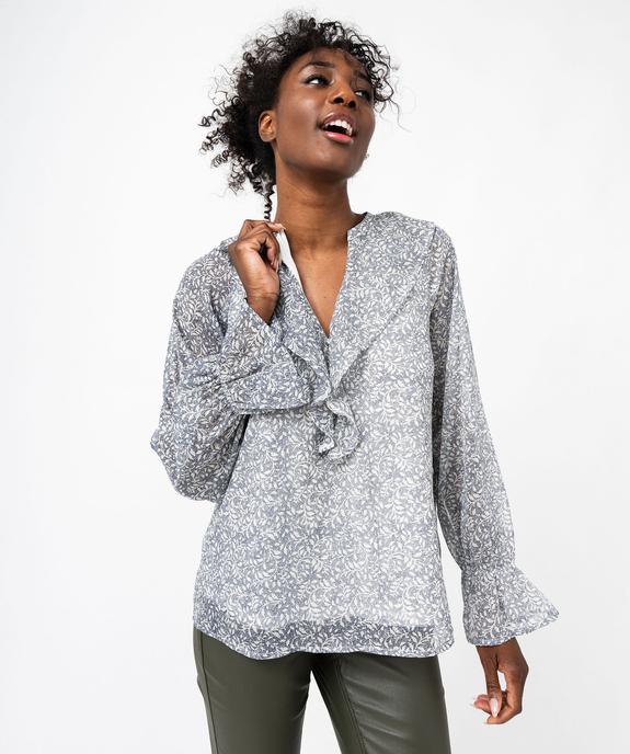 Blouse en voile à grand col V volanté femme vue2 - GEMO(FEMME PAP) - GEMO