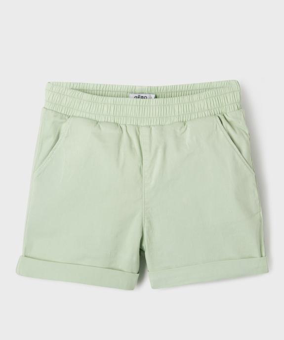 Short ample avec taille élastique en coton stretch fille vue1 - GEMO (ENFANT) - GEMO