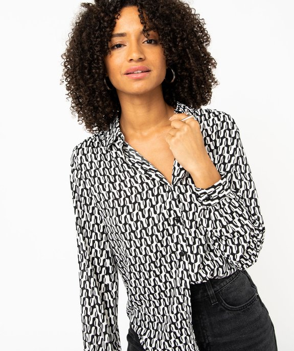 Chemise imprimée à manches longues femme vue2 - GEMO 4G FEMME - GEMO