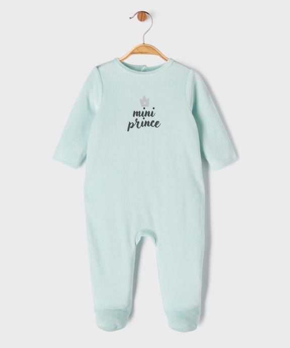 Pyjama en velours avec inscription poitrine bébé garçon vue1 - GEMO(BB COUCHE) - GEMO