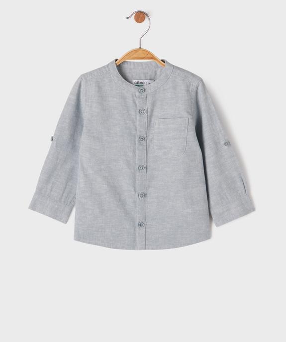 Chemise manches longues à col mao en lin et coton bébé garçon vue1 - GEMO 4G BEBE - GEMO