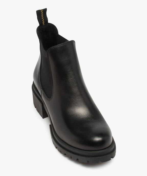 Boots femme style chelsea unis à talon carré et semelle crantée  vue5 - GEMO (CASUAL) - GEMO