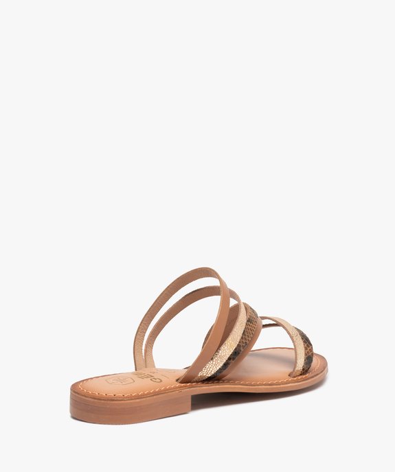 Mules femme à fines brides fantaisie en cuir vue4 - GEMO (CASUAL) - GEMO