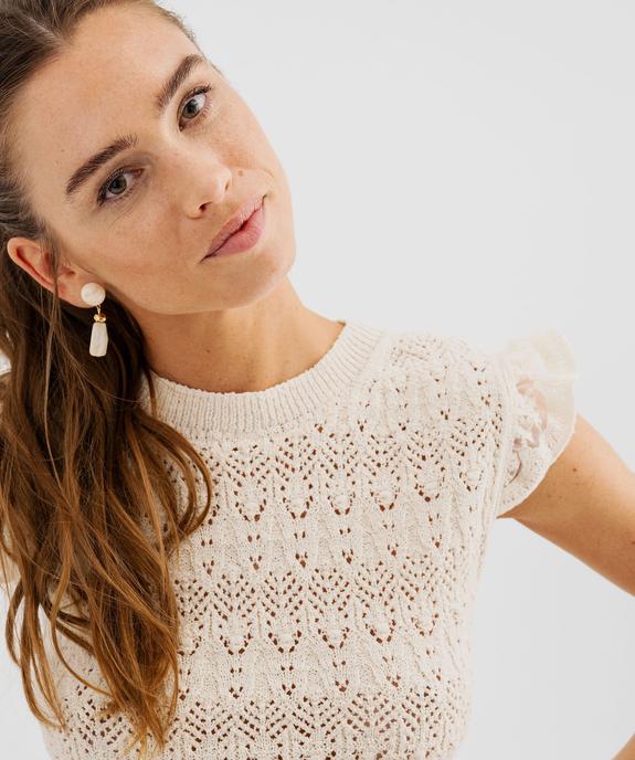 Pull sans manches ajouré façon crochet femme vue3 - GEMO 4G FEMME - GEMO