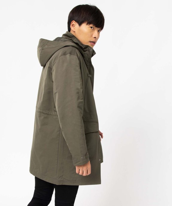 Parka homme à capuche en matière déperlante vue3 - GEMO (HOMME) - GEMO
